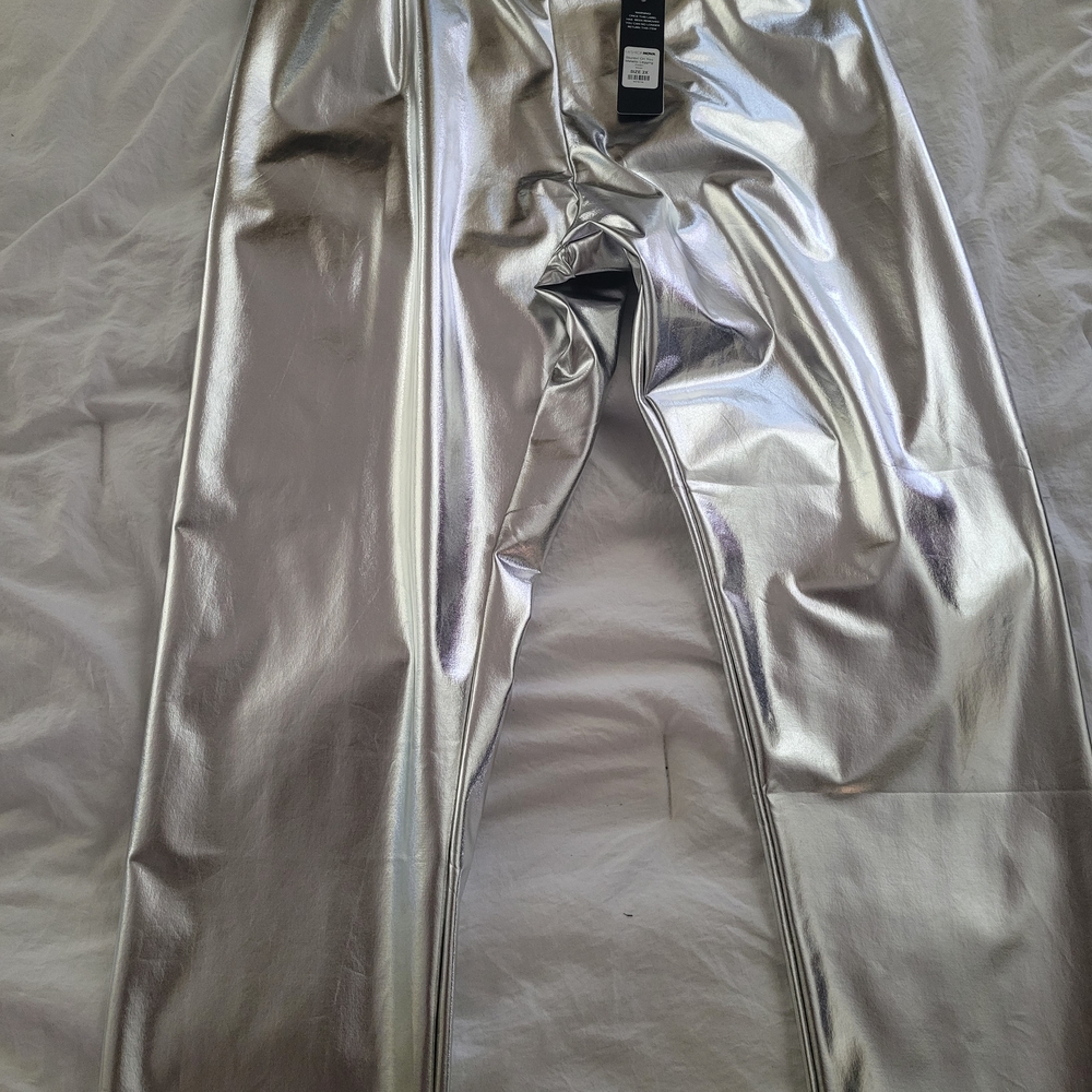 Fashion Nova Silver Metallic Leggings